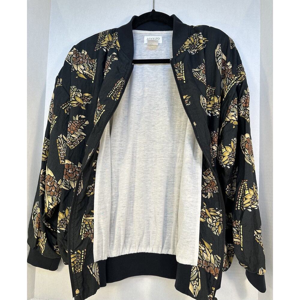 VINTAGE Adolfo Sport 80s 90s Bomber Jacket Unique PRINT’S For All SEASON! Sz.L - Picture 4 of 14